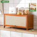 Kitchen Storage Cabinet with Handle, Mesh Door Microwave Oven Rack, Floor Standing Spice Organizer, Multi-Layer Tableware Shelf