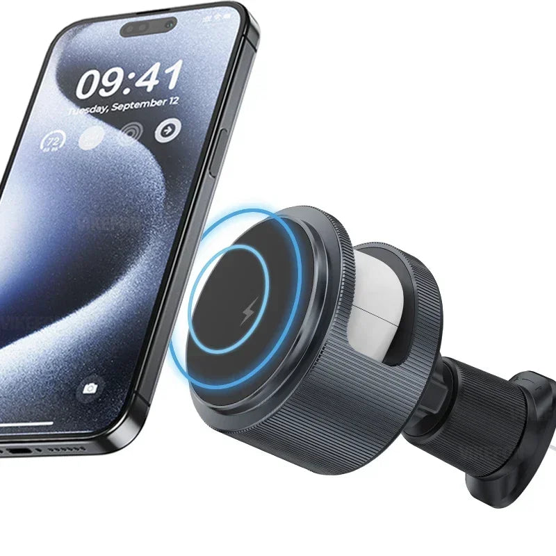 Magnetic 2 In 1 Car Wireless Charger Car Phone Holder Fast Charging Station Mount For  iPhone 16 15 14 13 12 Pro Max Airpods