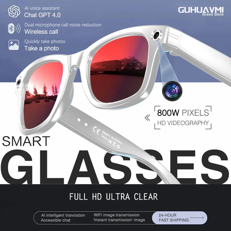 2026 New Upgrade AI smart glasees With 8MP Camera Video Recording AI Photo Recognition HD Call Voice Translation Sunglasses Man