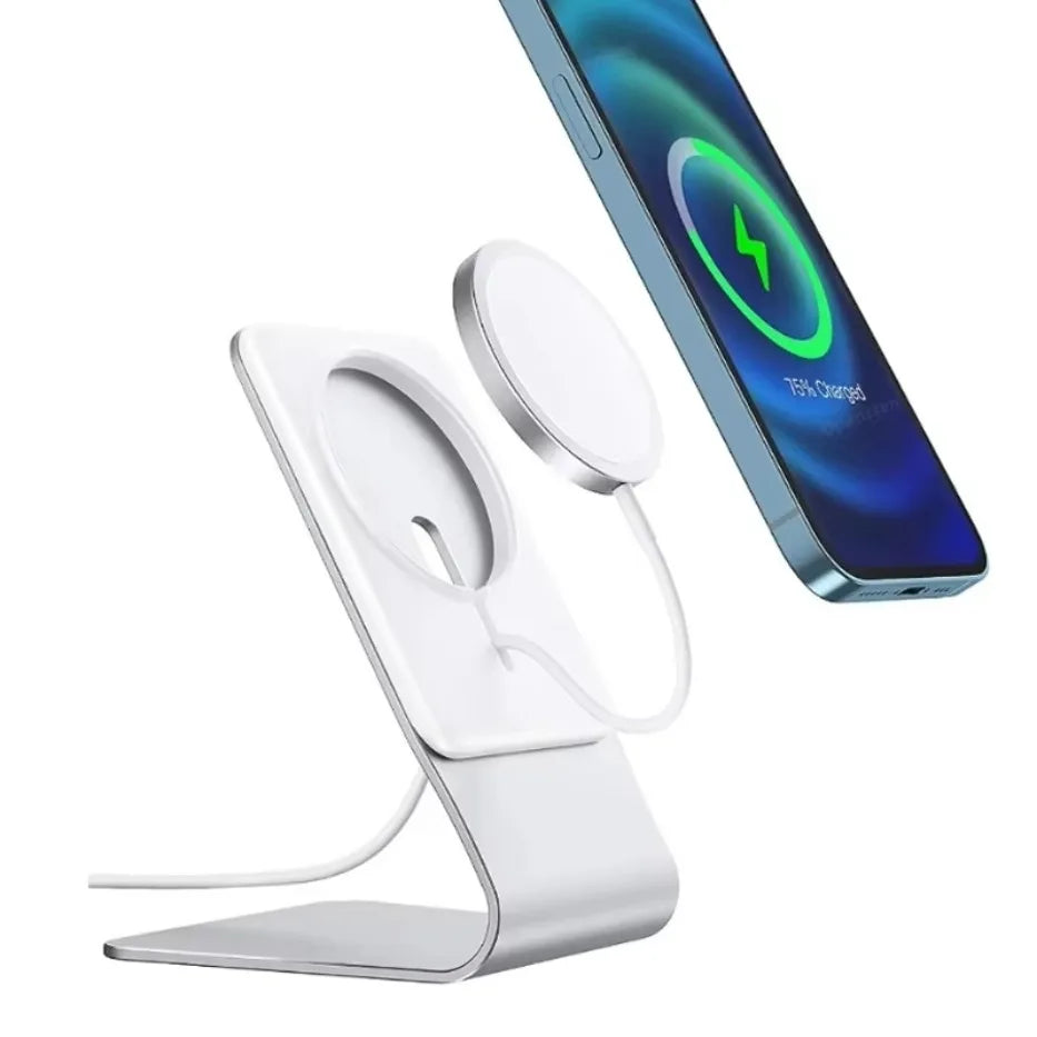 Desktop Mobile Phone Stand Aluminum Alloy Desk Holder For Magsafe Charger iPhone 16/15/14/13/12 Pro Max(NO Charger Included)