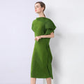 Spring Summer Pleated Casual Maxi Dress Women's High-End Elegant, Miyake Unique Design Drapey Wrinkle Texture Loose Women's 2025