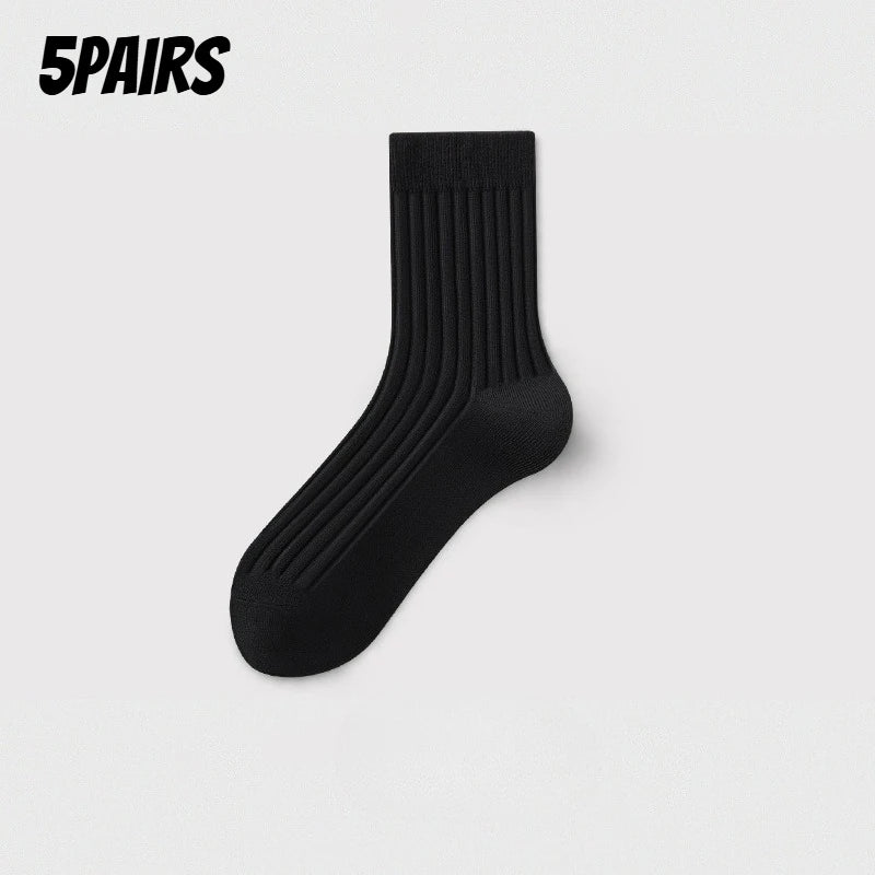 Men's Socks 5-Pair Set - Breathable and Soft, Suitable for All Seasons, Suitable for Casual Sports, Business Dress - Free Item.