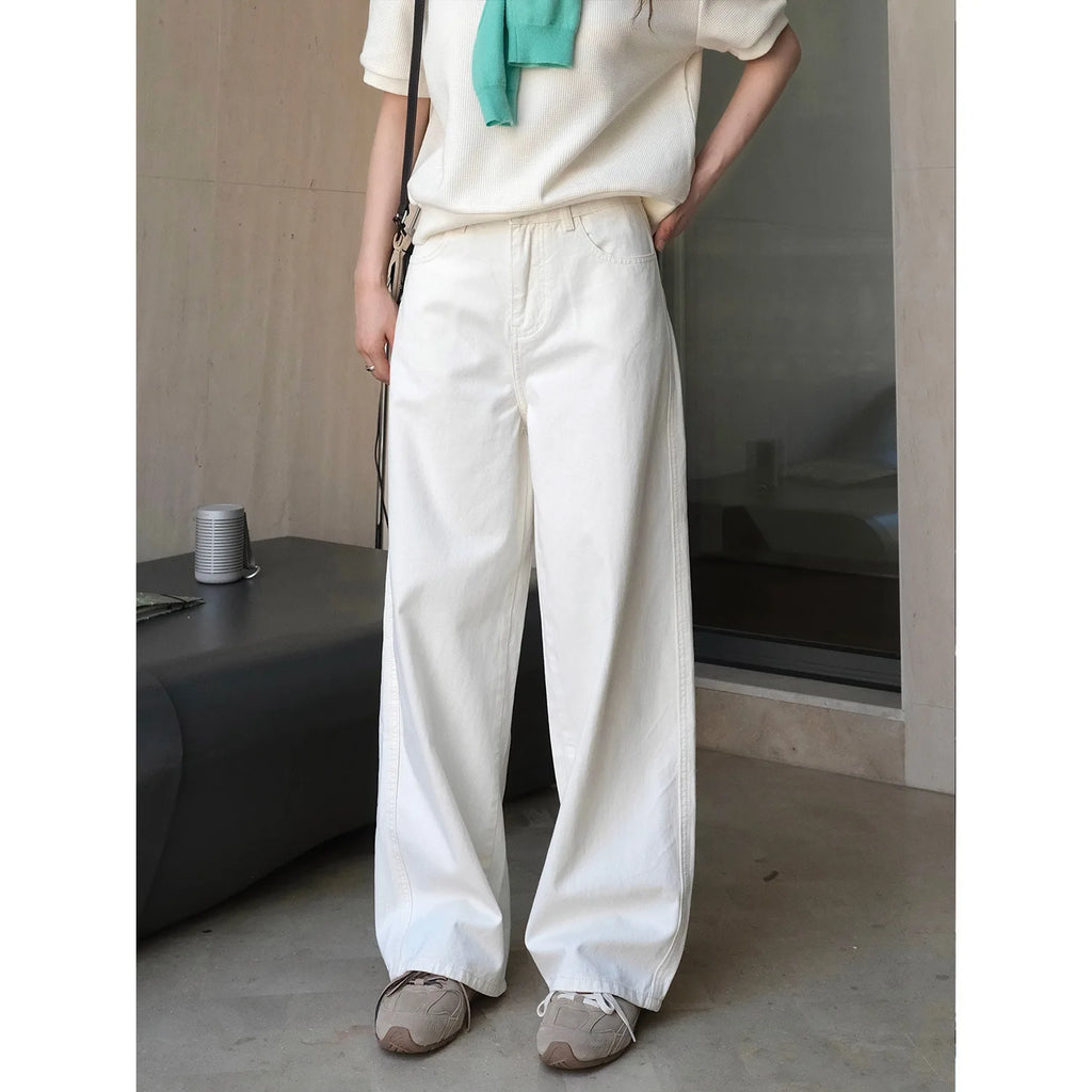 2025 Women Spring Wide Leg Denim Pants High Waist Cotton Stright Pants Fashion Clothes Pants Female Trousers