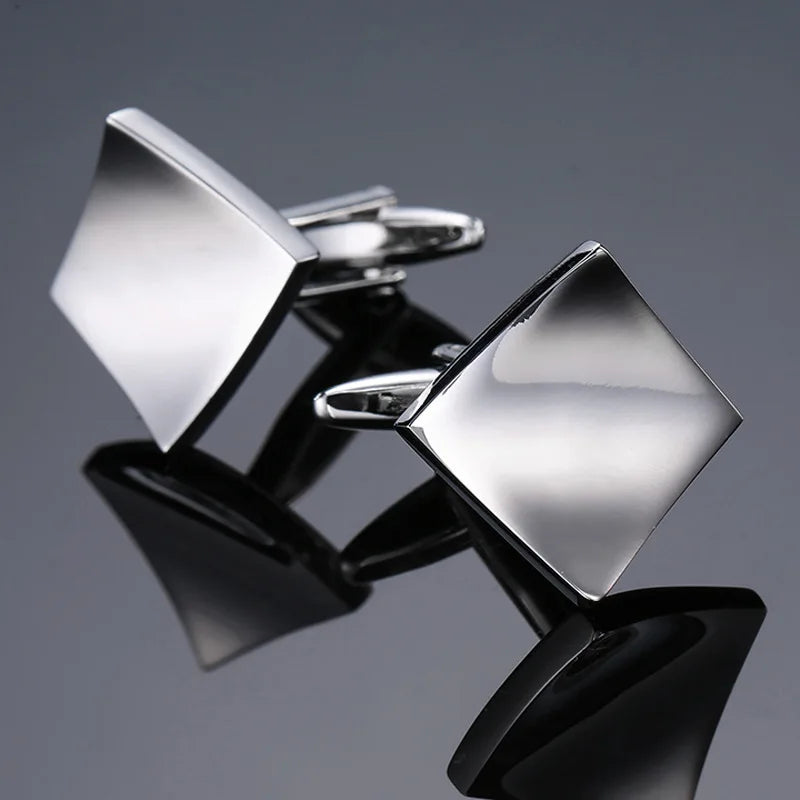 Cufflinks For Men Luxury Silvery Cuffs Retro Metal Cuff Links Mens French Square Button Shirts Business Jewelry Gift For Wedding - Free Item.