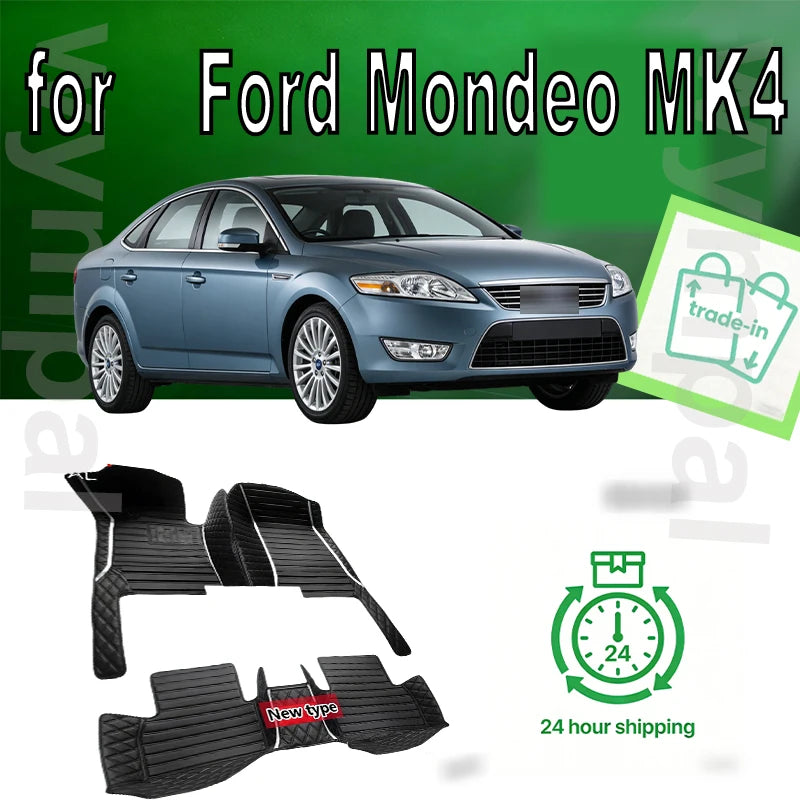 Car Floor Mats For Ford Mondeo MK4 2007 2008 2009 2010 2011 2012 2013 Auto Luxury Leather Men Women Car Mats Full Coverage