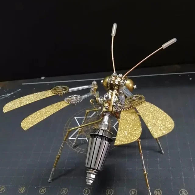 Metal Assembled Insect Ocean Player Spider Dragonfly Mosquito Punk Decorative Gift 3D DIY Tight Mechanical Insect Science Museu