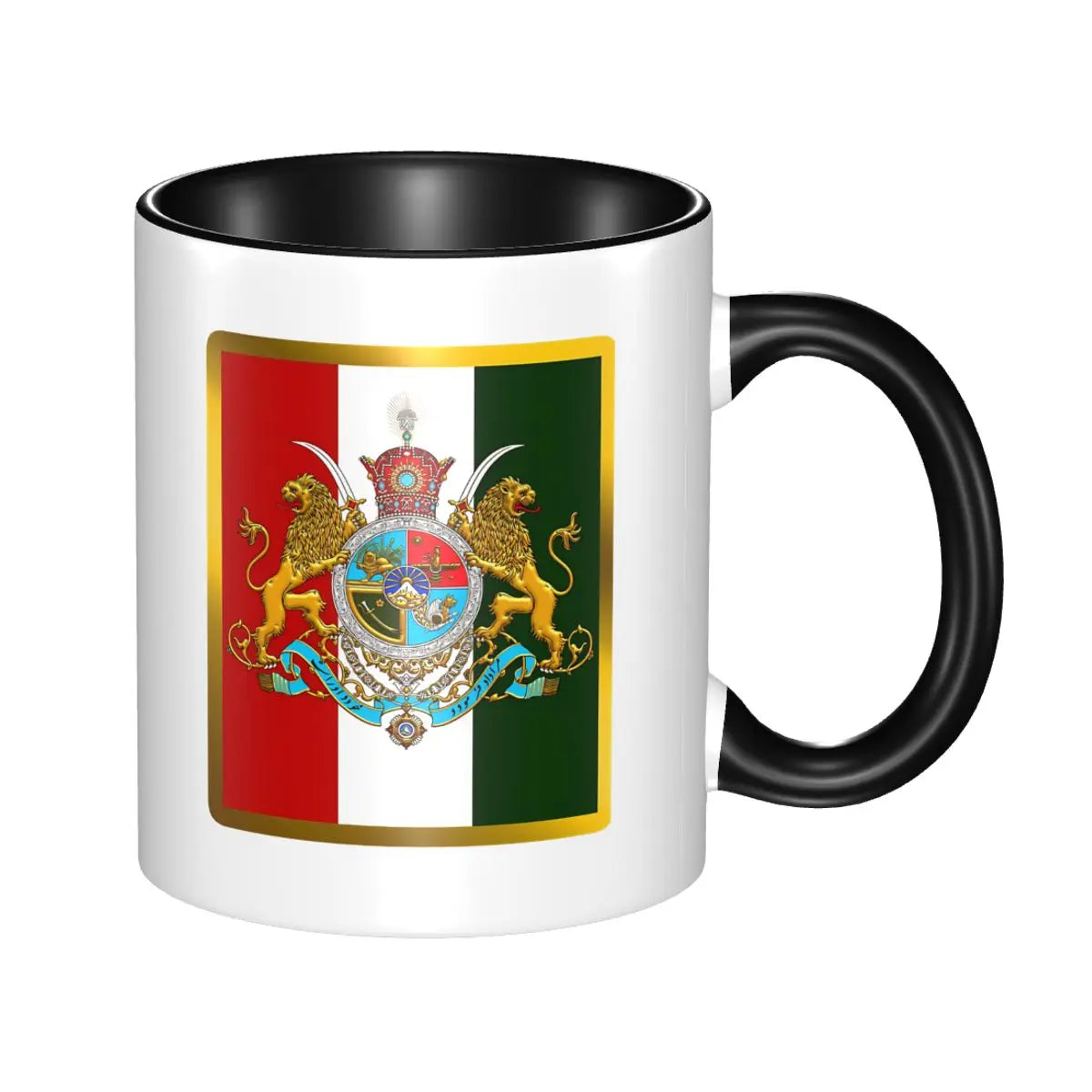 Iran Persia Map & Flag -Shir O Khorshid Lion And Sun Mug Kawaii Porcelain Mug Gift Graphic Creative Cups
