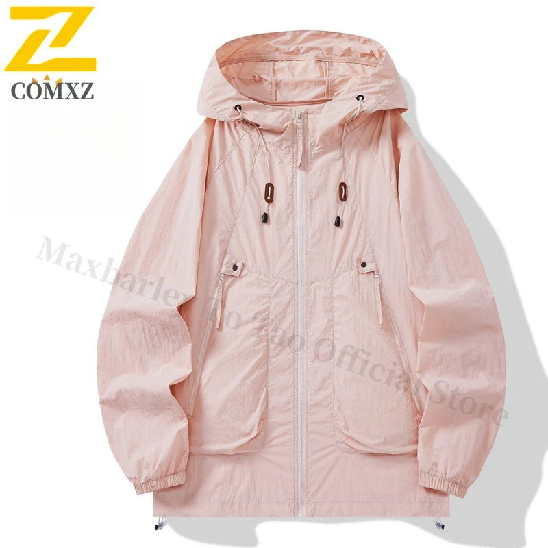Summer UV Protection Hooded Jacket Unisex UPF50+ Ultra Thin Ice Silk Fishing Skin Coat with Quick-Dry Technology Outdoor Sports