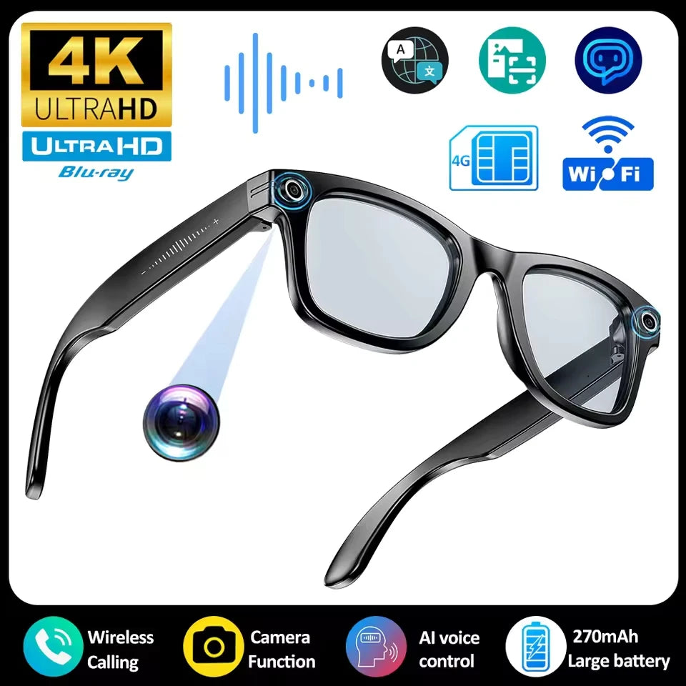 AI Smart Glasses 800W Pixel Camera Photo Video Sunglasses AI ChatGPT Translation Recording Office Meeting Bluetooth Call Glasses