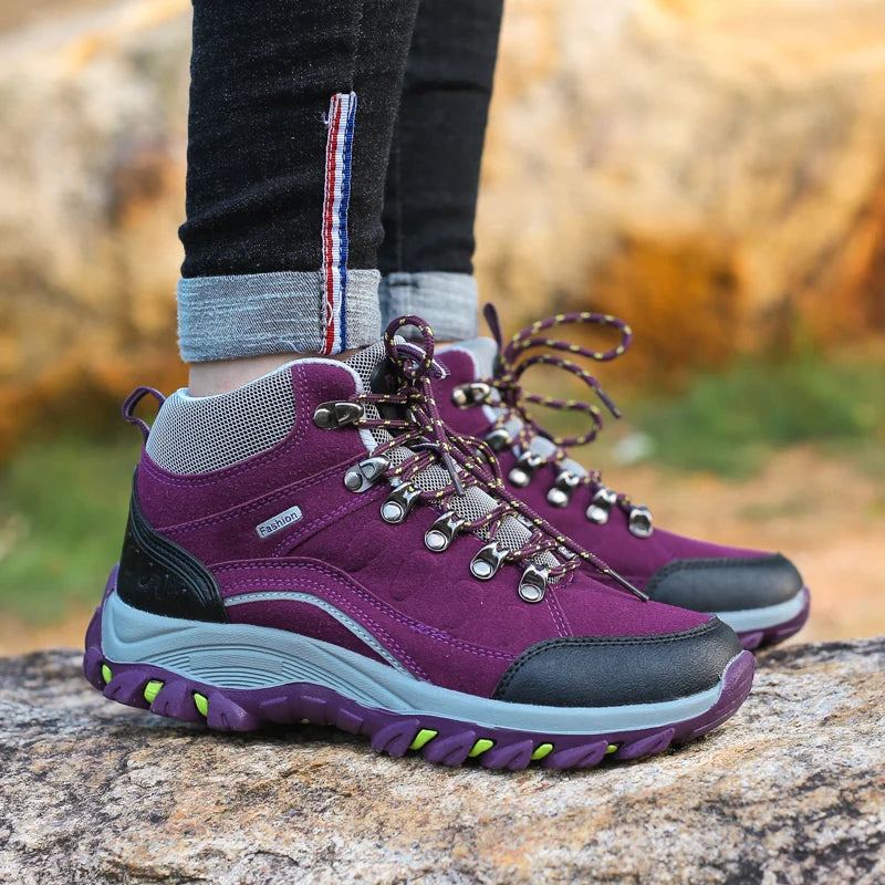 High-top Boots Women Comfortable Casual Anti-slip Breathable Warm Combat Boots Thick-soled Soft Outdoor Hiking Shoes Women
