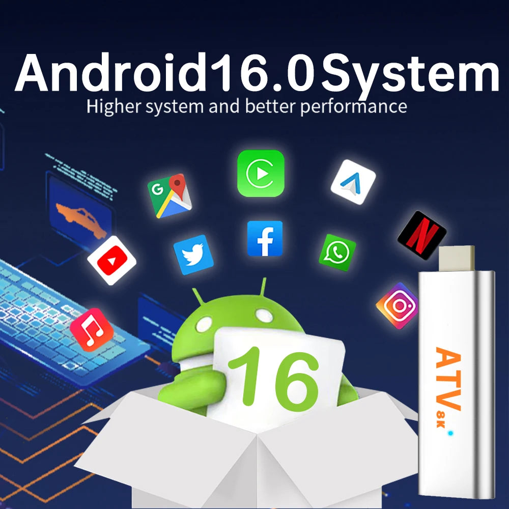 Smart TV Stick Q15 Bluetooth 6.0 Android 16 Streaming Media Player Allwinner H313 Wifi 5G 8K Video 4K HDR10 Netflix Set Top Box