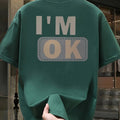 Men's summer 100 cotton fashionable casual sports loose fashion I'm OK letter printed round neck short sleeved T-shirt top