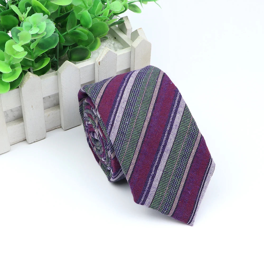 Classic Fashion Tie Men's Striped Necktie Formal Wear Business Suit Cotton Ties Male Female Skinny Slim Colourful Cravat Gifts