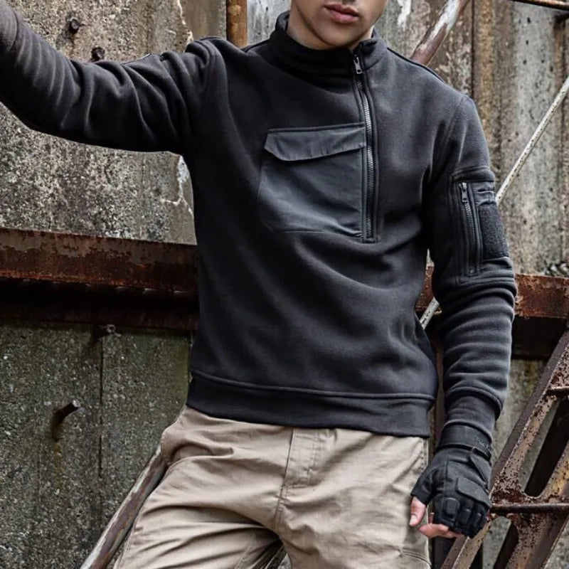 Men's Thermal Polartec Fleece Half Zip Pullover Winter Outdoor Warm Sweater Lightweight Long Sleeve Sweatshirt Military Clothing