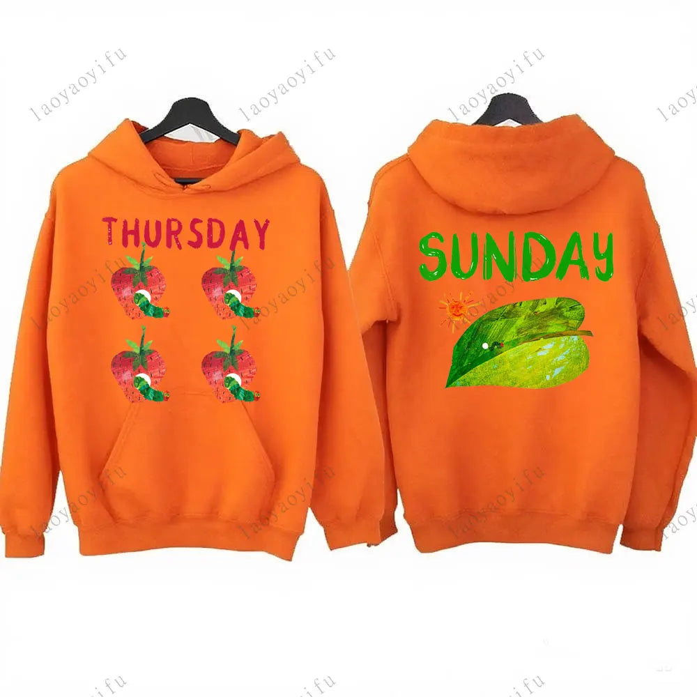 Hungry Caterpillar Printed Hooded The Very Hungry Caterpillar Hoodies Aesthetic Clothes Autumn and Winter Keep Warm Sweatshirt