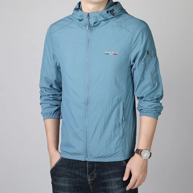 Men's Summer UPF90+ Sun Protection Jacket Ultra-Light Thin Skin Coats Men Breathable UV Proof Fishing Ice Silk Sunscreen Coat