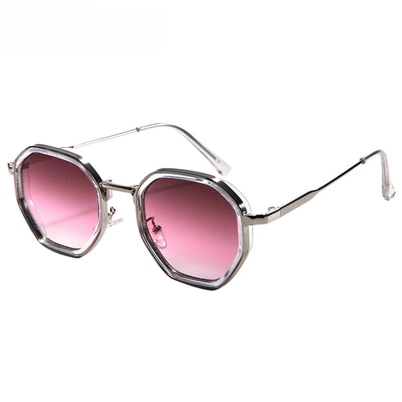 Fashion Punk Goggles, Protective Glasses for Men, Metal Polygonal Large Frame, Fashionable Sunglasses, Outdoor UV Protection