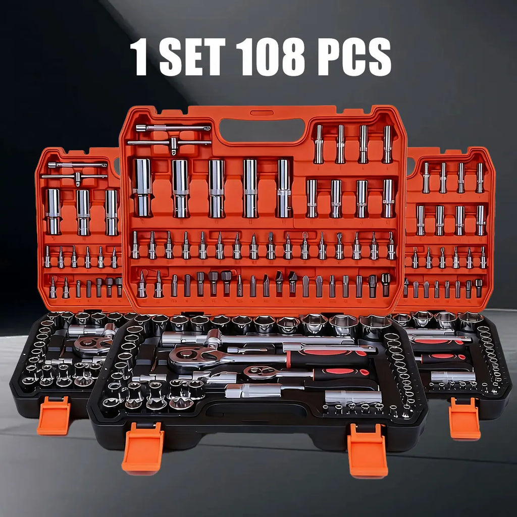 Manual Household Tools, 108pcs Toolbox, Portable Four-layer Toolbox, Multi-functional Toolbox for Automotive Repair