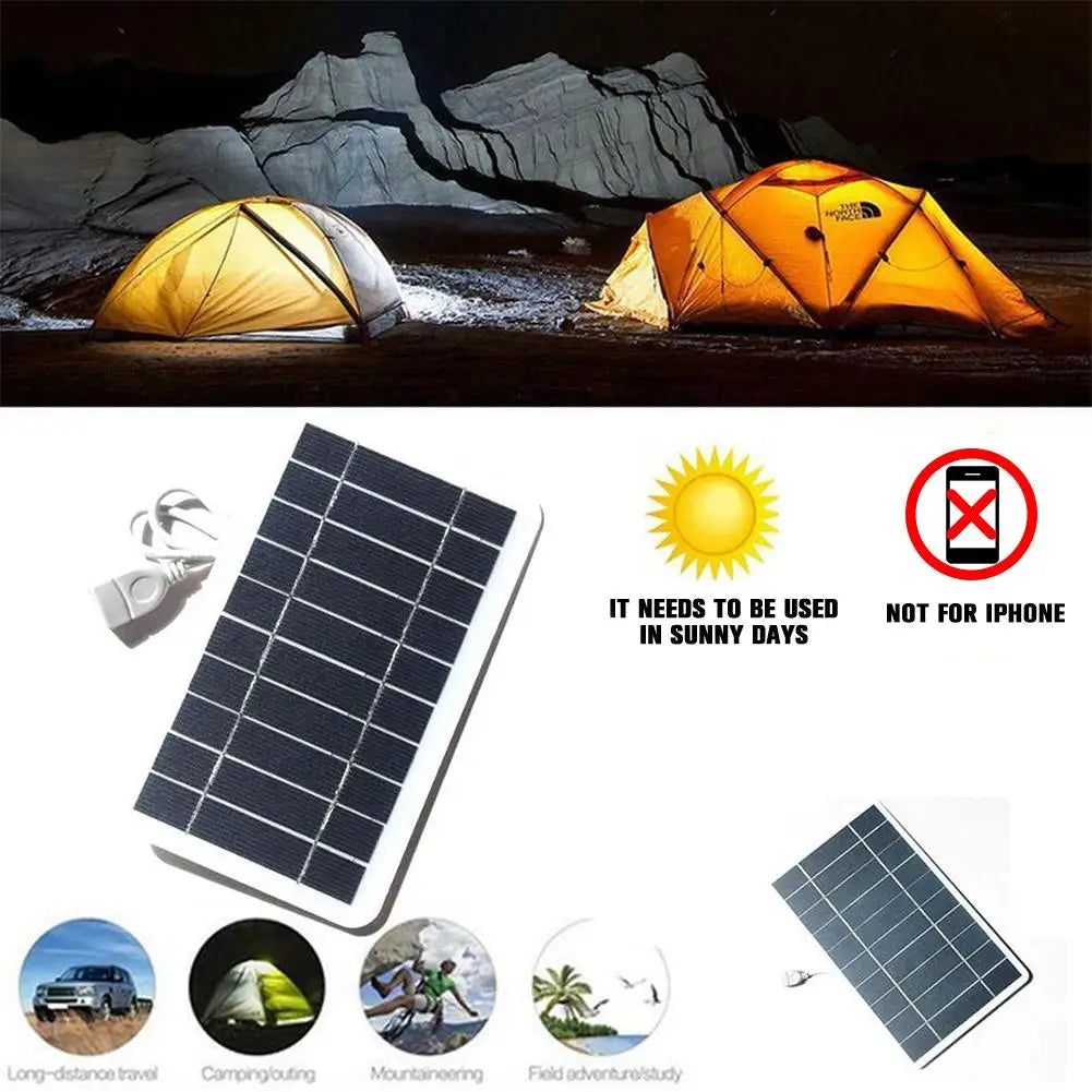 Usb Solar Charger Panel 5V 2W Solar Panel with Usb Safe Charge Stabilized Battery Charger for Mobile Phone Campsite