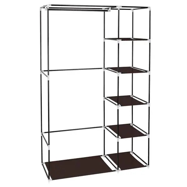 67" Portable Clothes Closet Wardrobe with Non-woven Fabric and Hanging Rod Quick and Easy to Assemble Dark Brown