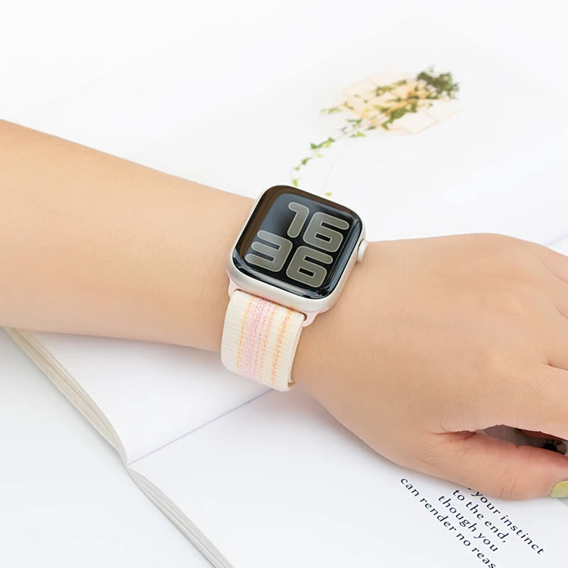 Nylon Loop Sport Strap For Apple Watch Band Ultra 49mm 45mm 40/44mm 41mm 38/42mm Bracelet For Nike iWatch 9 8 7 6 5 SE Watchband