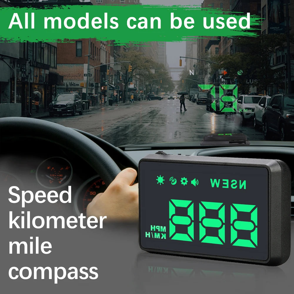Car HUD head-up display， GPS speedometer, vehicle speed, compass, speed alarm, Digital Speedometer, etc for All Cars