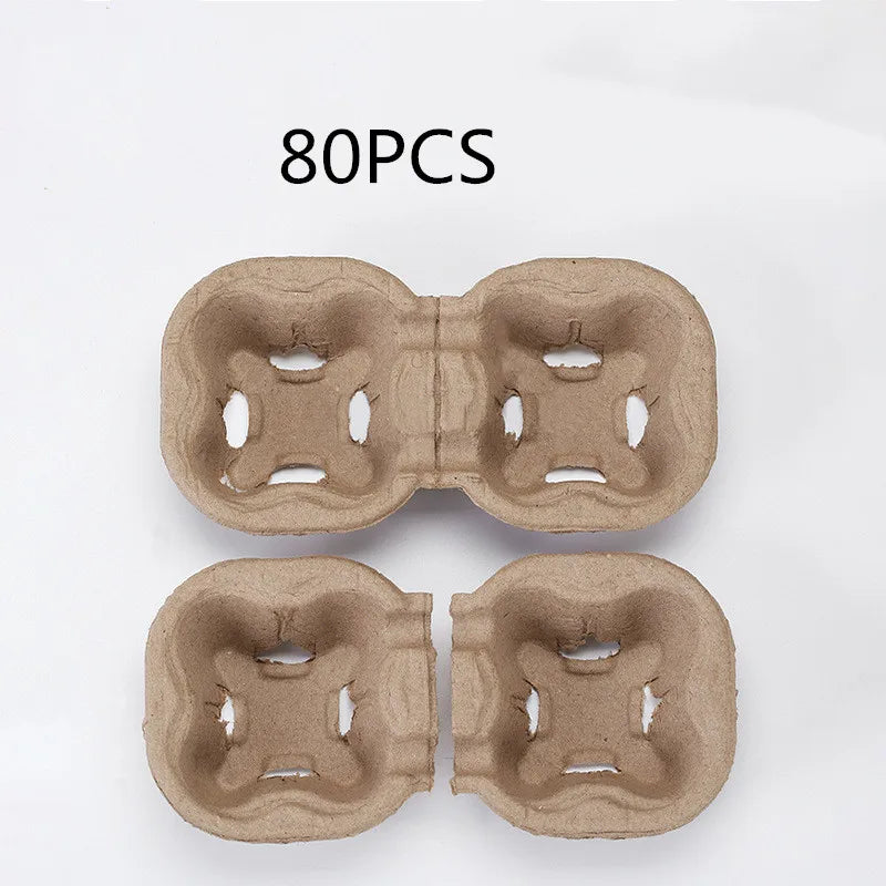 80 or 40PCS for one Pack  Coffee Cup Holder Made of Pulp Paper for Takeaway Drinks Package for Coffee Shop Wholesale Drops Ship