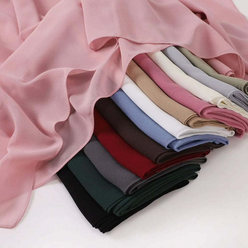 110*110CM Square Chiffon Hijab Solid Color Headscarf for Women Muslim Shawls Head Wrap Bandanas Headband Kerchief Turbante Mujer
