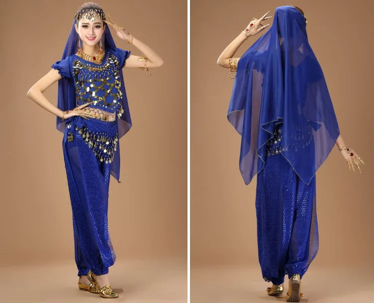 Indain Clothing Dance Practice Clothing Belly Dance Suit New Short-sleeved Suit Belly Dance Clothing Indian Costumes Performance