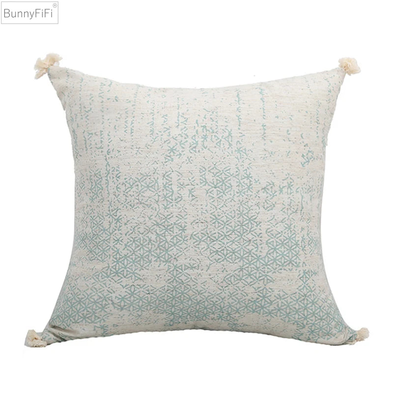 Green Cotton Linen With Cushion Cover 45x45cm/30x50cm Vintage Pillow Cover Tassles for home decoration Living Room Retro