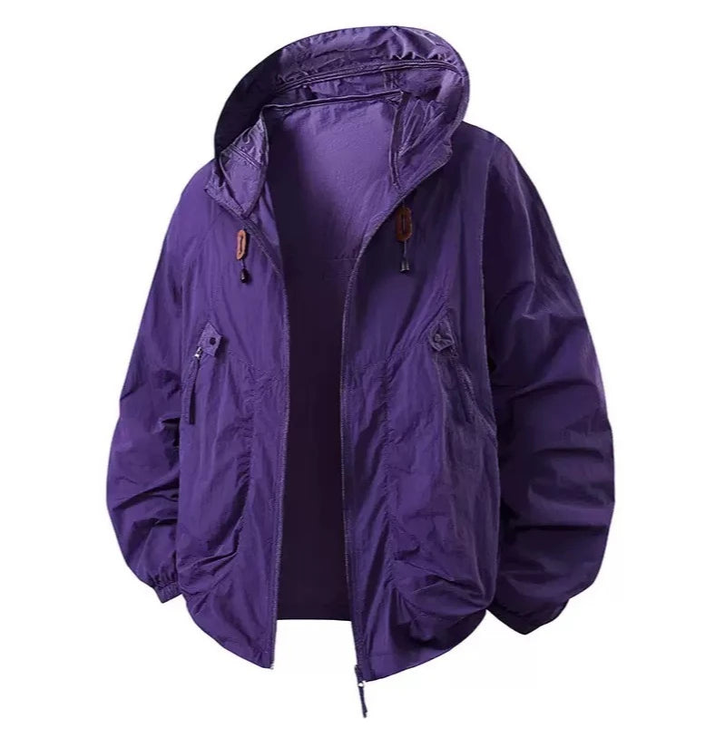 Summer UV Protection Hooded Jacket Unisex UPF50+ Ultra Thin Ice Silk Fishing Skin Coat with Quick-Dry Technology Outdoor Sports