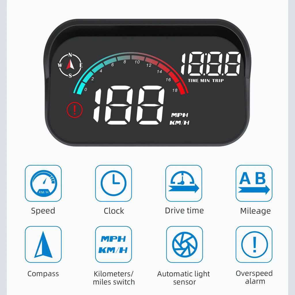 M22 Car HUD Head Up Display Universal Digital GPS Speedometer HD LCD Projection On Glass Windshield Projector for All Cars