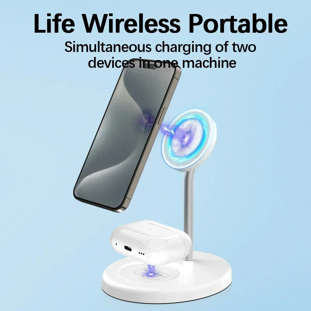 Upgraded 30W Magnetic 2 in 1 Wireless Charger Stand For iPhone 15 14 13 12 Pro Max AirPod Pro Fast Phone Charging Station Holder - Free Item Weekend (50% off).