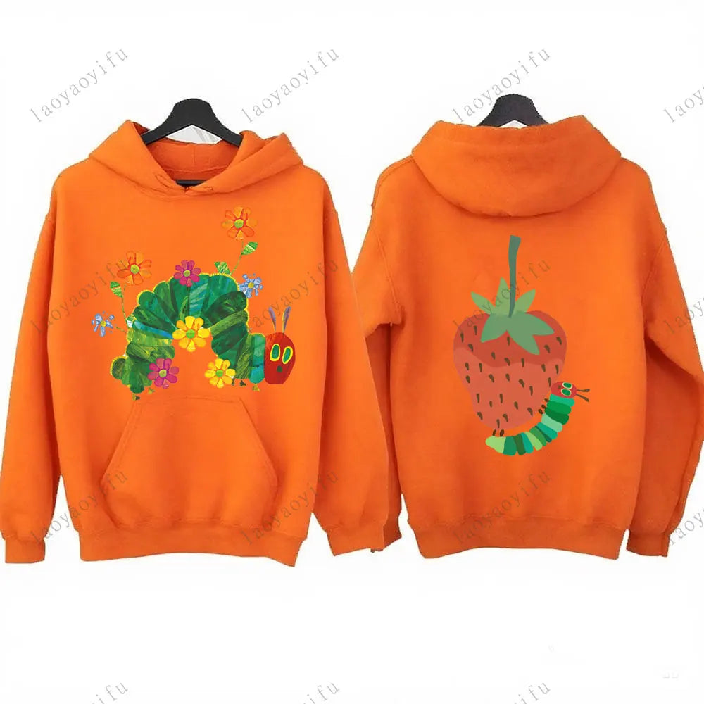 Hungry Caterpillar Printed Hooded The Very Hungry Caterpillar Hoodies Aesthetic Clothes Autumn and Winter Keep Warm Sweatshirt