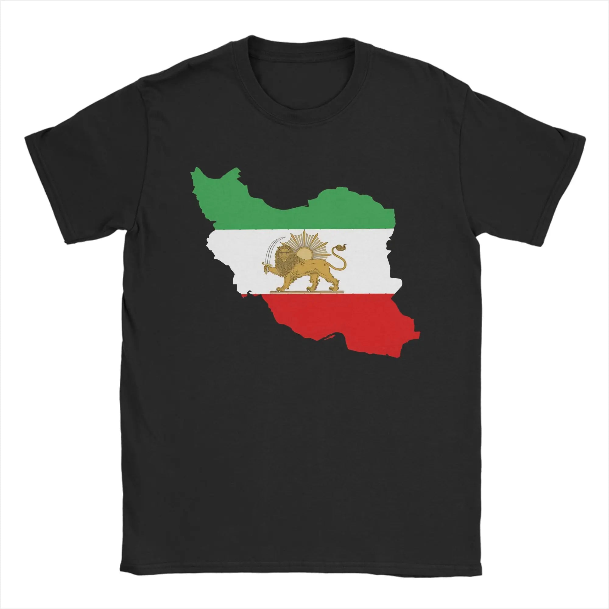 Iran Persian Flag Map Men T Shirt  Creative Tees Short Sleeve Crew Neck T-Shirts 100% Cotton Plus Size Clothes