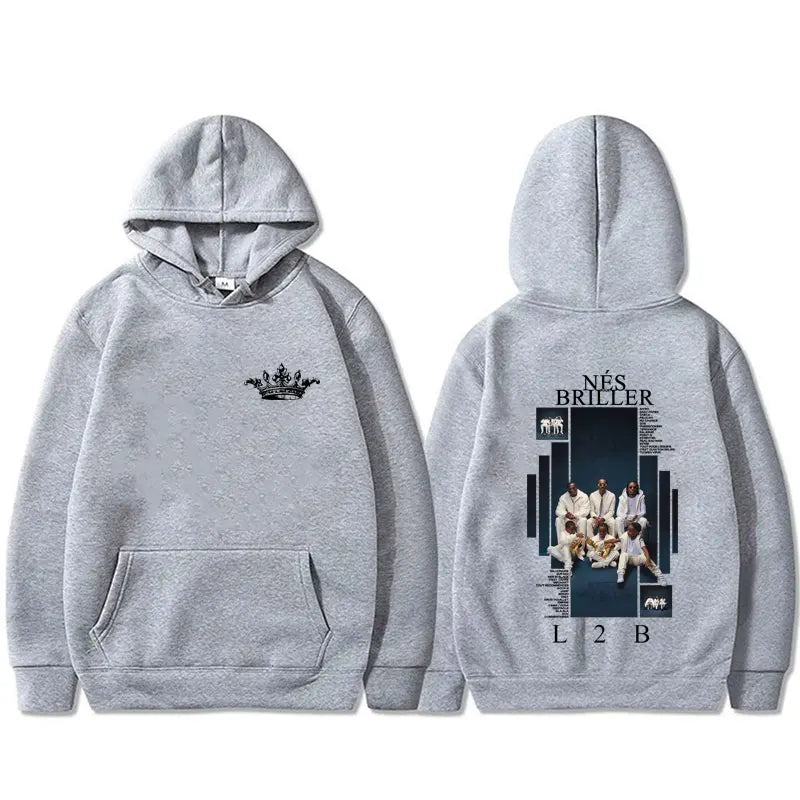 Rapper L2B Nes Pour Briller Album Print Hoodie Men Women Hip Hop Fashion Pop Music Hooded Tracksuit Male Casual Vintage Hoodies