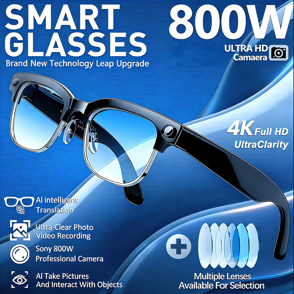 2026 New AI Smart Glasses 800W Ultra-Wide HD 4K Camera Video Recording 4GB AI Photo Recognition Bluetooth Call Translation Voice