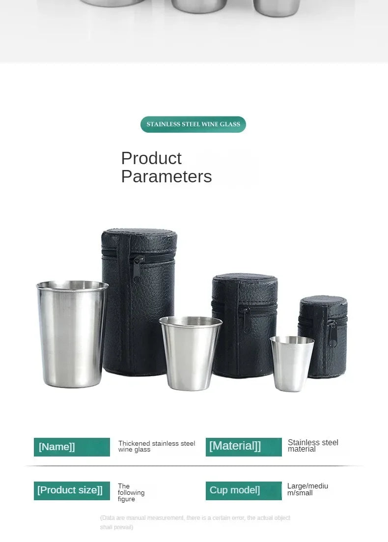 Drinkware 4 Pcs/set Outdoor Practical Travel Stainless Steel Cup Mini Set Whiskey Glass Cups Personalized Gifts Kitchen Dining