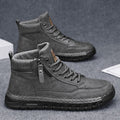 Mens High Top Leather Ankle Boots Comfortable Motorcycle Boots Non Slip Walking Training Shoes Botas Outdoor Treking Footwear