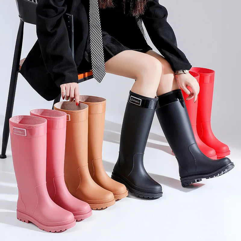 High-Tube Women's Rain Boots Fashionable Korean Style Waterproof Non-Slip Winter Snow Boots Outdoor Wear Cross-Border Popular - Free Item Weekend (50% off).