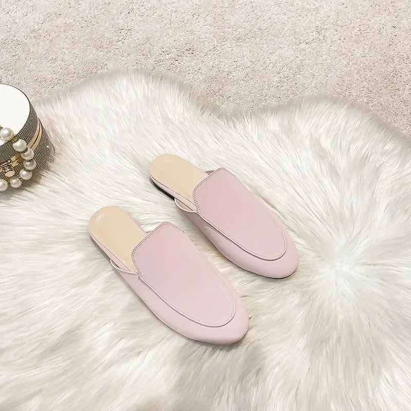 Baotou Half Slippers Women Summer Wear Muller Shoes 2025 New Flat Sandals