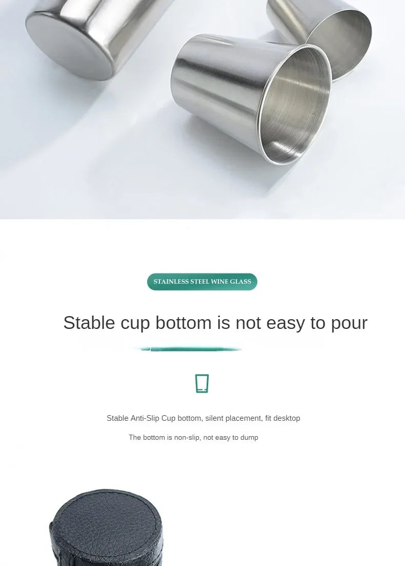 Drinkware 4 Pcs/set Outdoor Practical Travel Stainless Steel Cup Mini Set Whiskey Glass Cups Personalized Gifts Kitchen Dining
