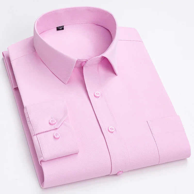 New Classic Shirts For Men Printed Autumn Long Sleeve Plaid Stripe Slim Fit Thin Business Dress Shirts Single Pocket Man Clothes