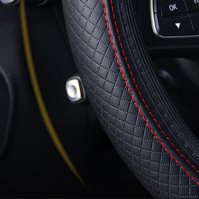 SEAMETAL 37-39CM Steering Wheel Cover Anti Slip Breathable Steering Cover Universal Microfiber Leather Steer Wheel Protector - Free Item.