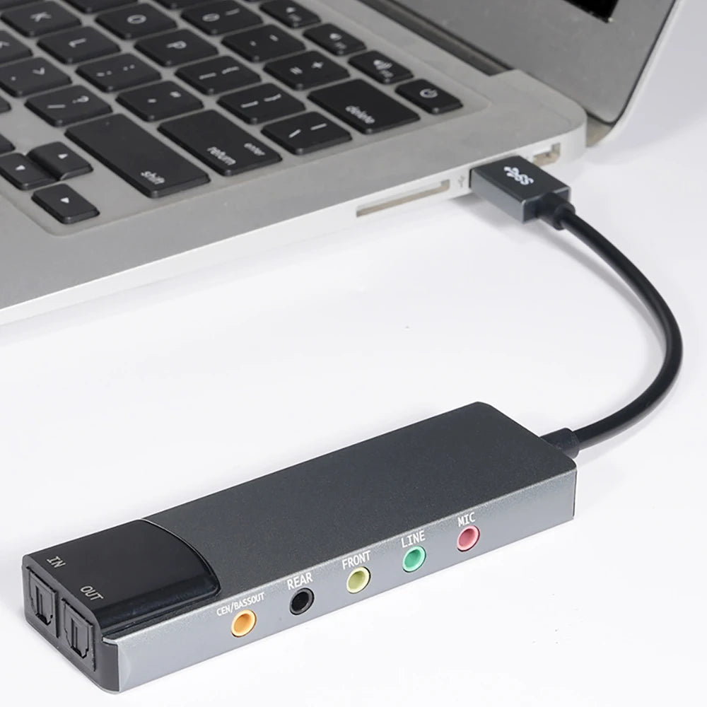 External USB Sound Card AC-3 DTS Headphone Adapter 7.1 5.1 Channel Soundcard Optical Adapter for Notebook Aluminium Sound Card