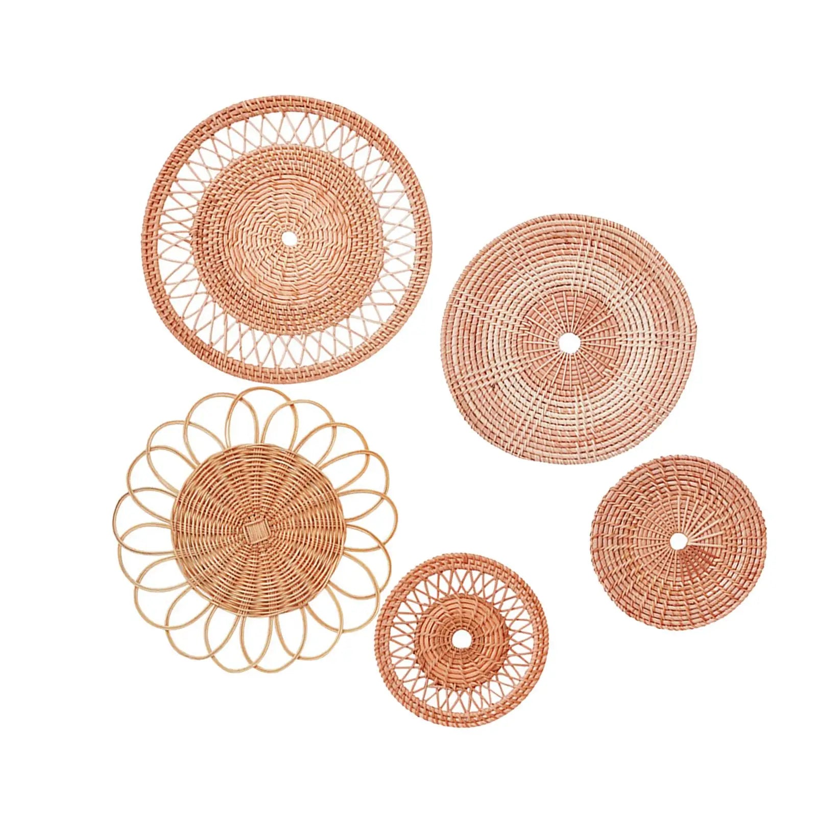 Wall Decor Set Decorative Unique Rattan Woven Handicraft Wall Ornaments Wall Art for Cafe Restaurant Hotel Farmhouse Hallway