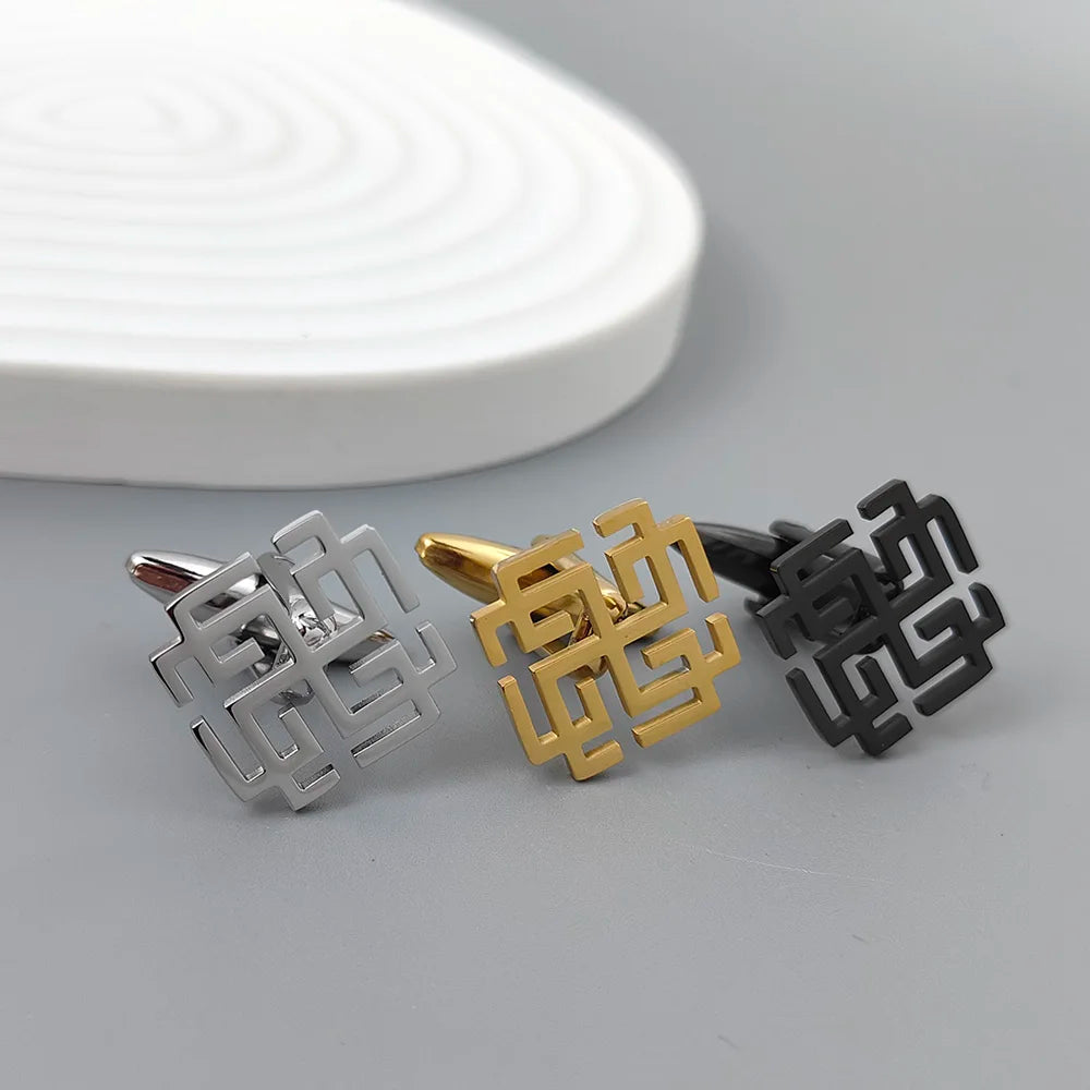 Fashion hollow Chinese knot men's cuff links, sweater shirt cuff accessories, wedding party jewelry