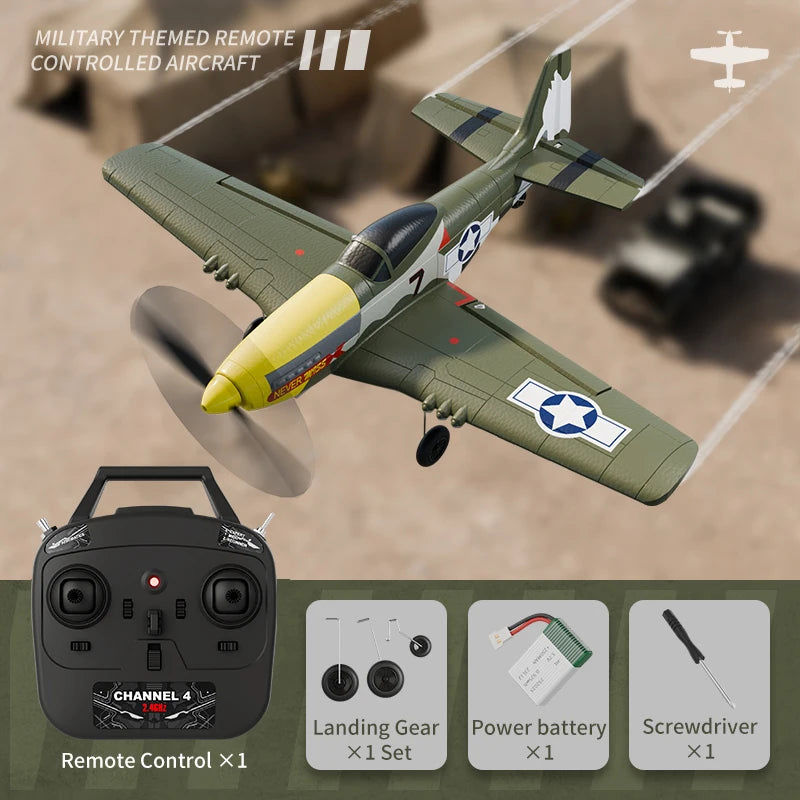 RC Plane P51 Mustang 2.4G Radio EPP Foam 4CH 6 Axis 410MM Wingspan RC Fighter One Key Aerobatic RTF Aircraft Toys