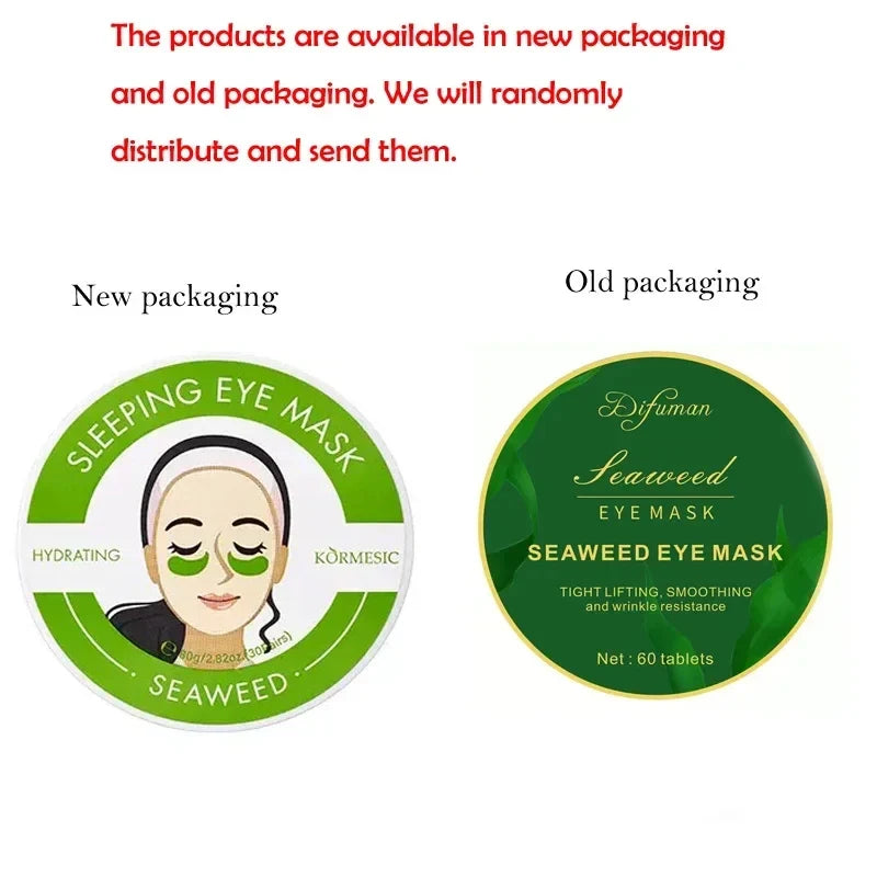 60pcs/30pairs Seaweed Hyaluronic Acid Eye Mask Remove Dark Circles Firm Moisturizing Eye Patches Reduces Puffiness Eye Skin Care