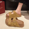 Smile Women Slippers Retro Trend With Buckle Slippers Summer Casual Women Shoes Comfortable Beach Slippers Round-headed Slippers